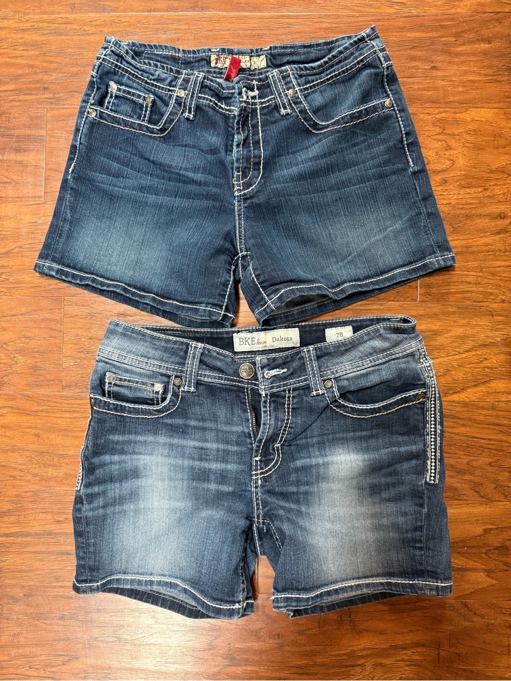 BKE Women's Dark Blue Washed Denim Shorts - BUNDLE